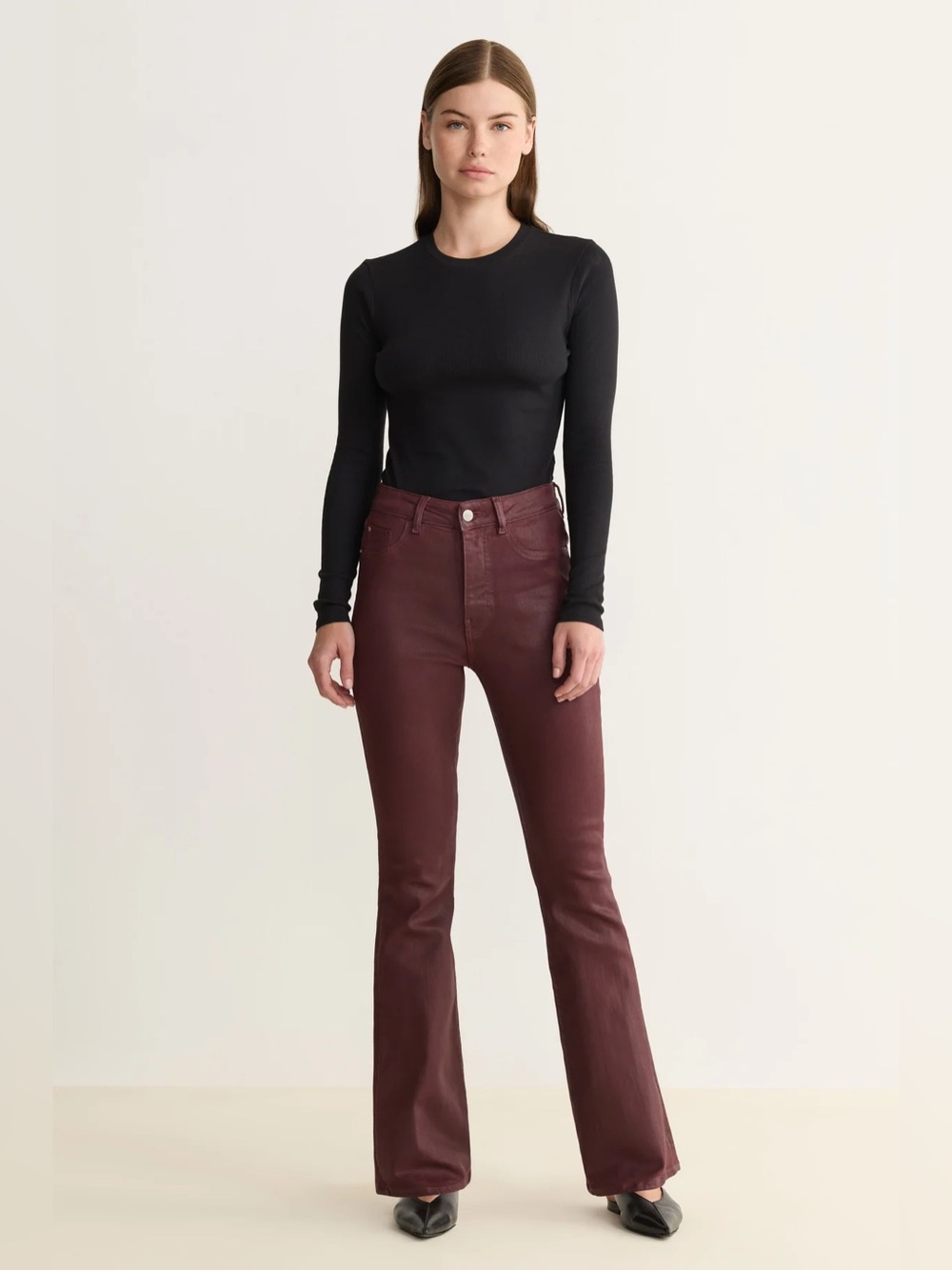 Articles Of Society High-Rise Flare Jeans in Wine